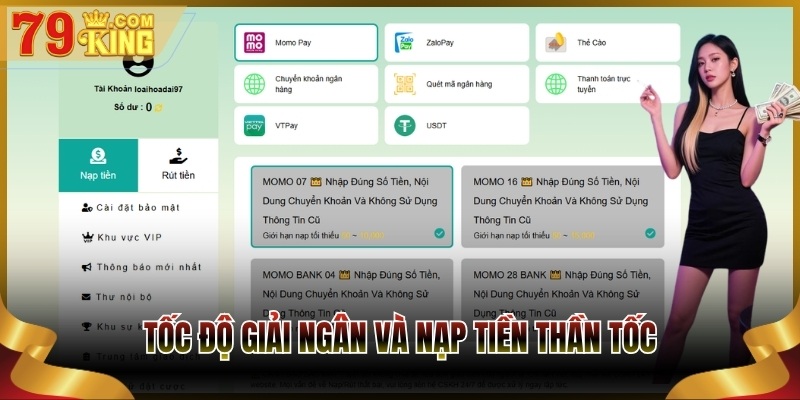 Tốc độ giải ngân và nạp tiền thần tốc
