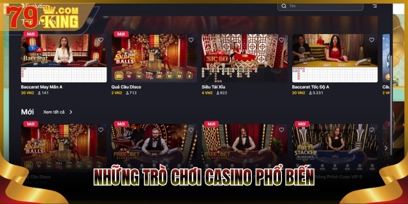Những trò chơi casino phổ biến 